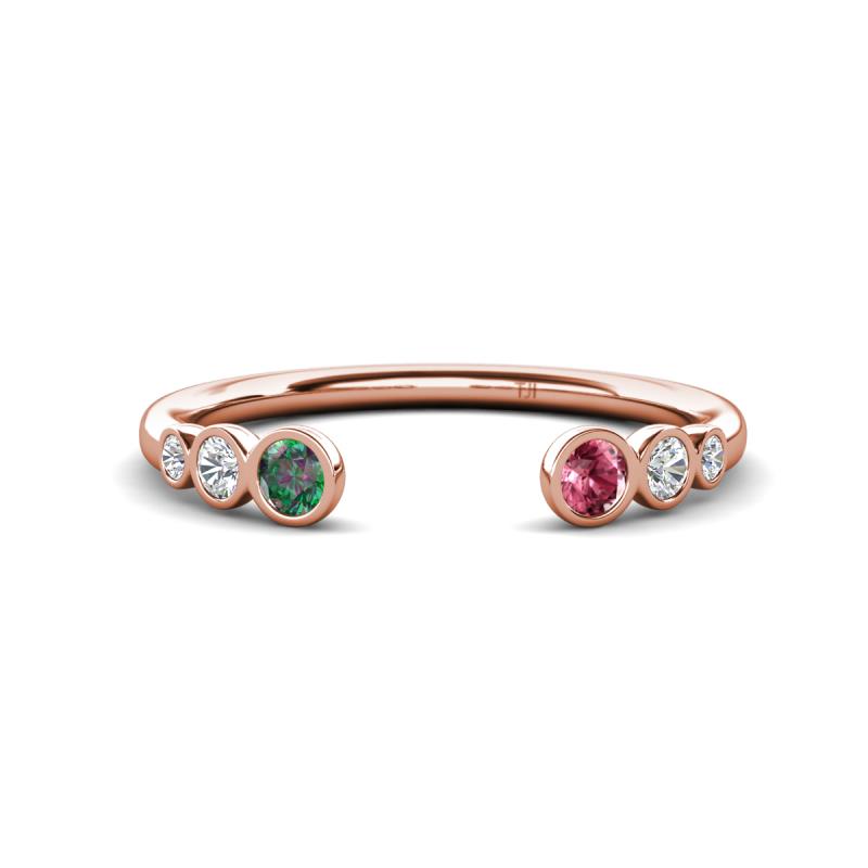 Makena Created Alexandrite and Pink Tourmaline Open Wedding Band 