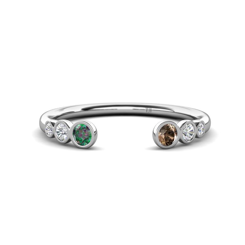 Makena Created Alexandrite and Smoky Quartz Open Wedding Band 