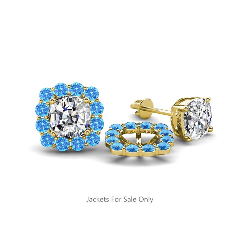 Ambre Blue Topaz Jacket Earrings 