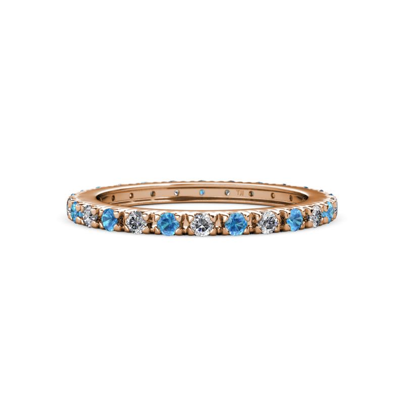 Gracie 2.00 mm Round Blue Topaz and Diamond Eternity Band 