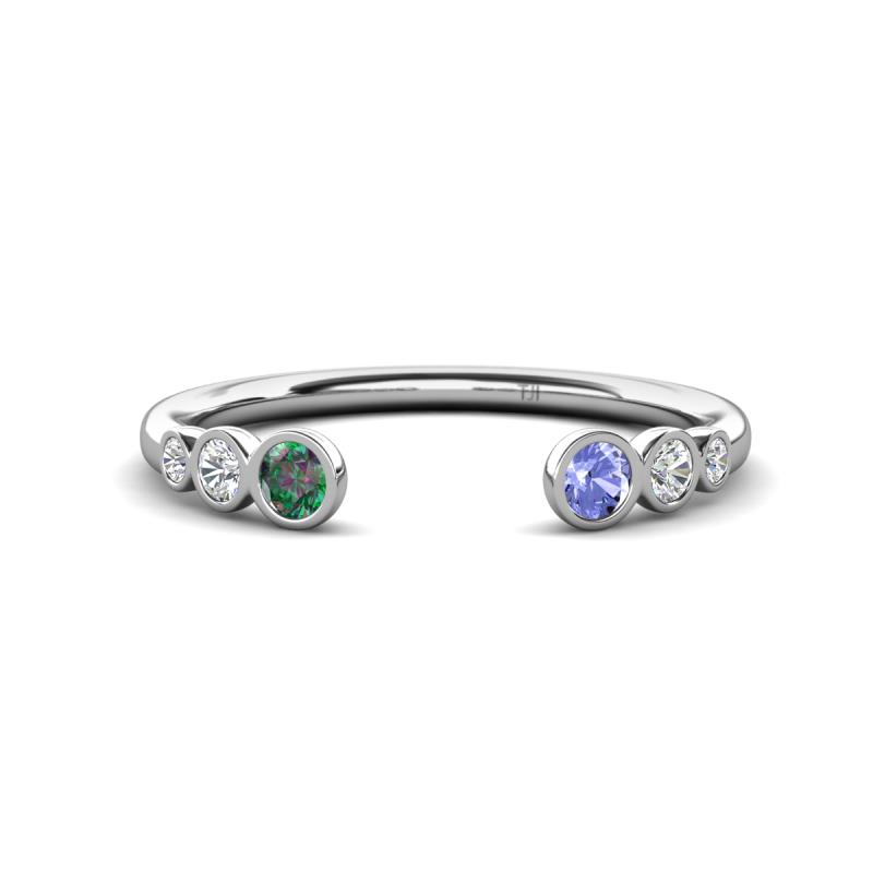 Makena Created Alexandrite and Tanzanite Open Wedding Band 