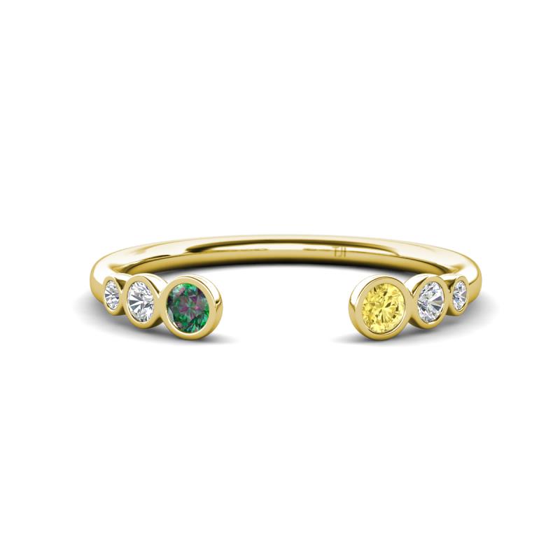 Makena Created Alexandrite and Yellow Sapphire Open Wedding Band 
