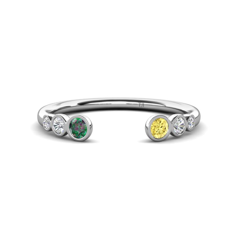 Makena Created Alexandrite and Yellow Sapphire Open Wedding Band 