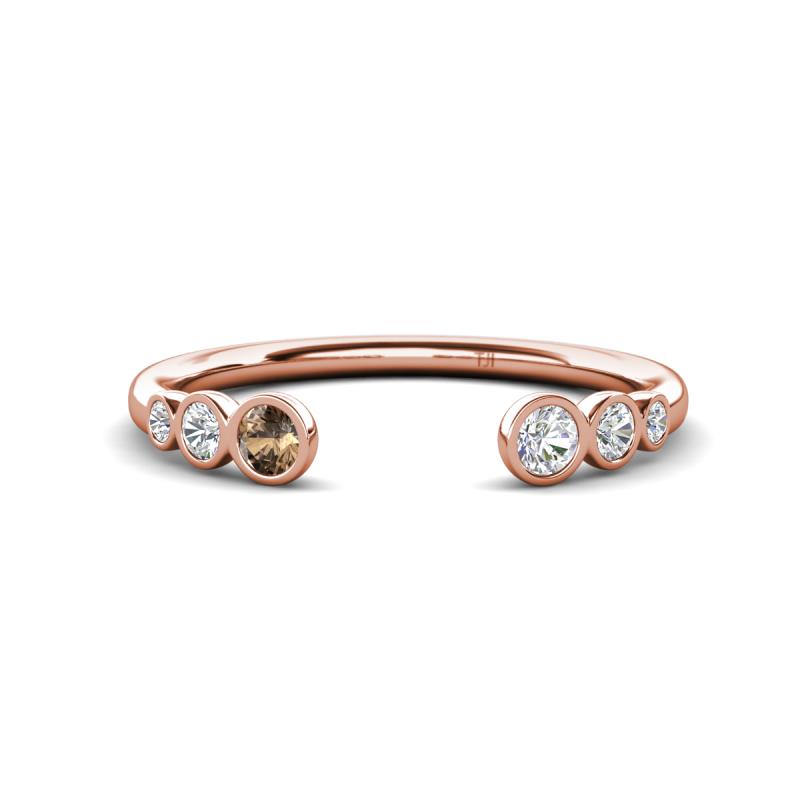 Makena Smoky Quartz and Lab Grown Diamonds Open Wedding Band 