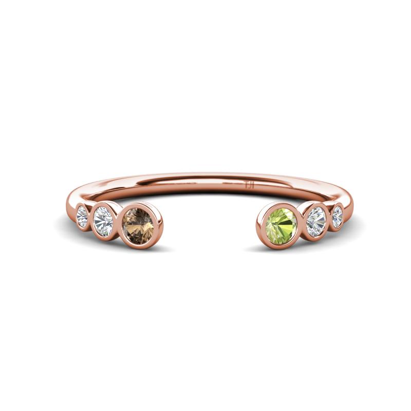 Makena Smoky Quartz and Peridot Open Wedding Band 