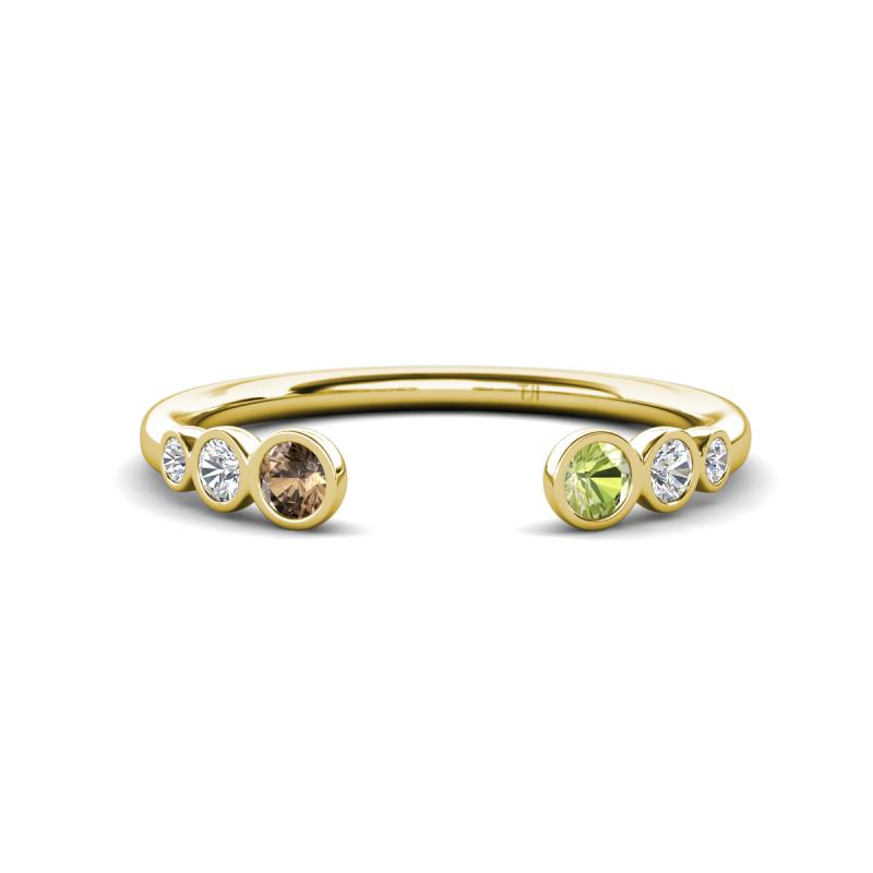 Makena Smoky Quartz and Peridot Open Wedding Band 