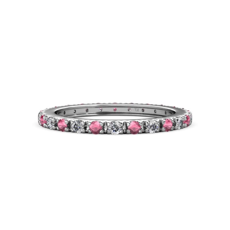 Gracie 2.00 mm Round Rhodolite Garnet and Diamond Eternity Band 