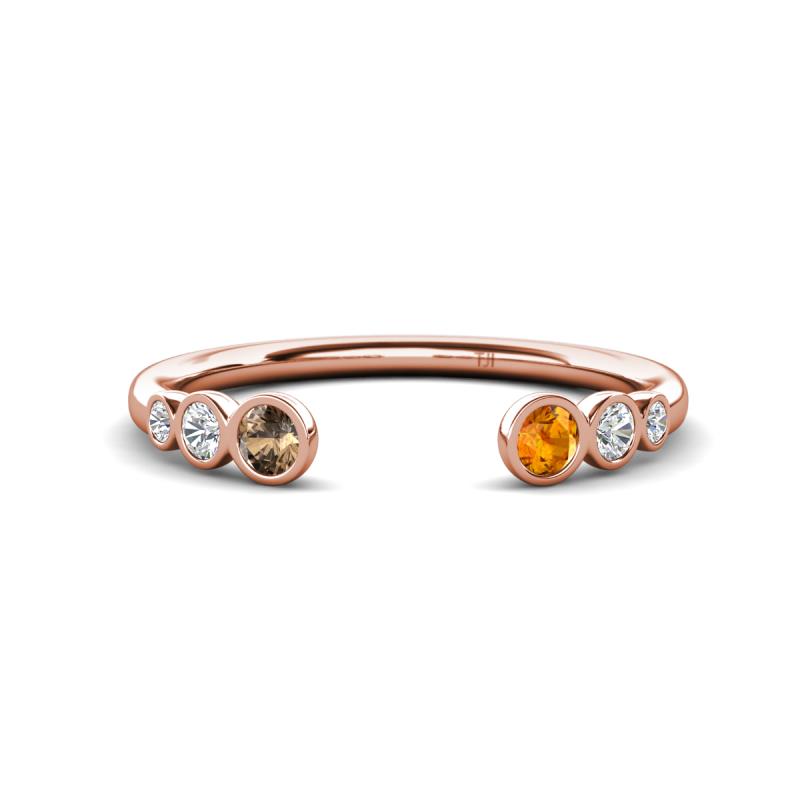 Makena Smoky Quartz and Citrine Open Wedding Band 