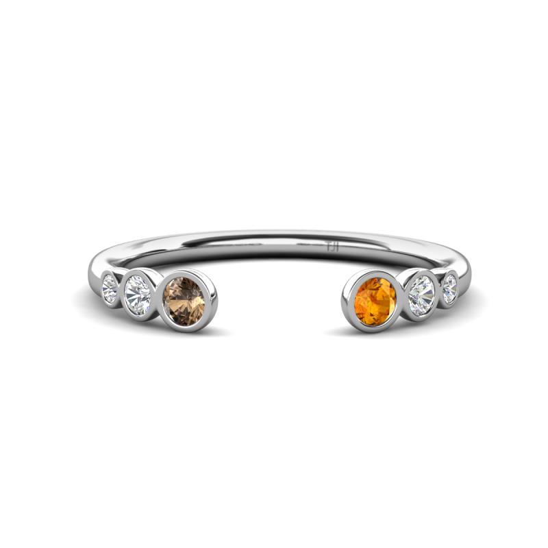 Makena Smoky Quartz and Citrine Open Wedding Band 