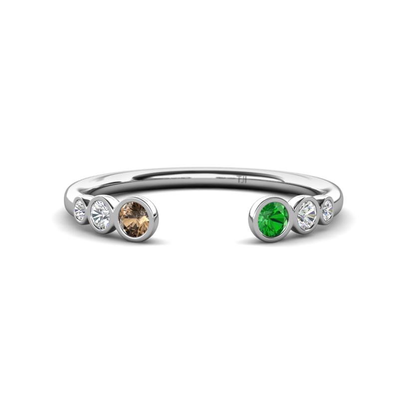 Makena Smoky Quartz and Green Garnet Open Wedding Band 