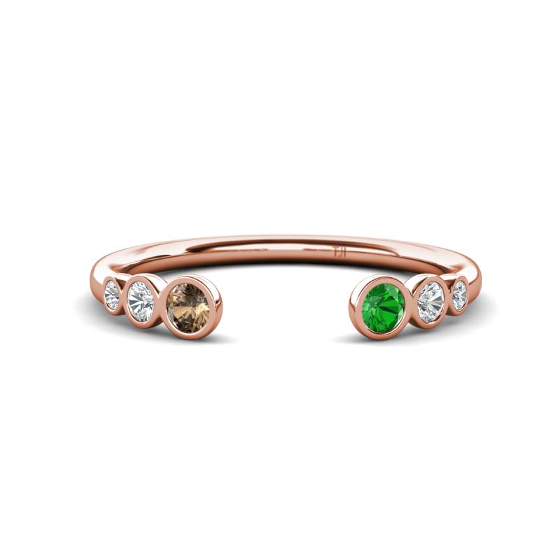 Makena Smoky Quartz and Green Garnet Open Wedding Band 
