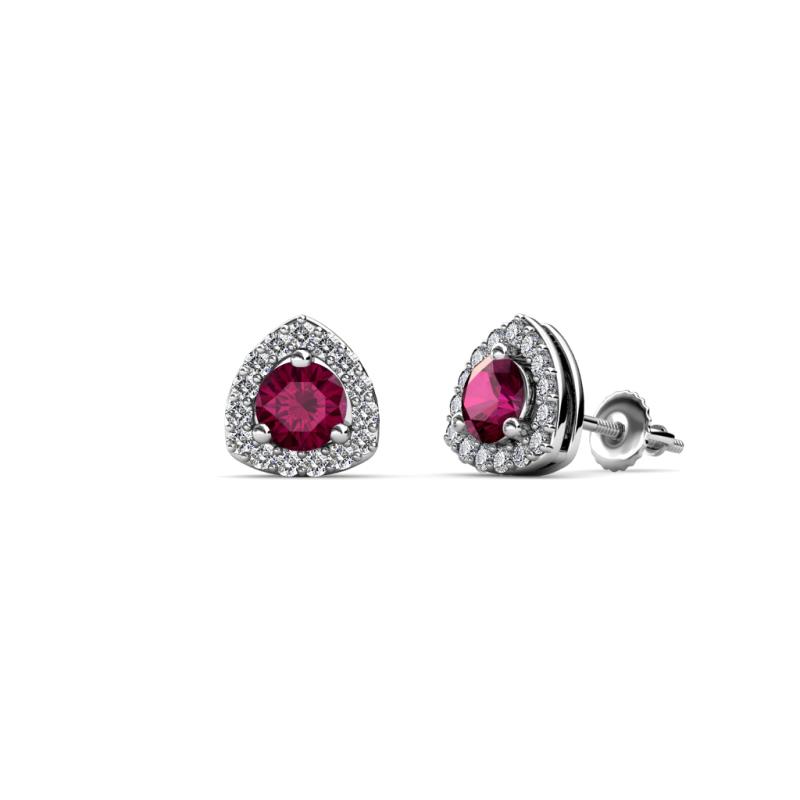 Alkina Rhodolite Garnet and Diamond Stud Earrings 