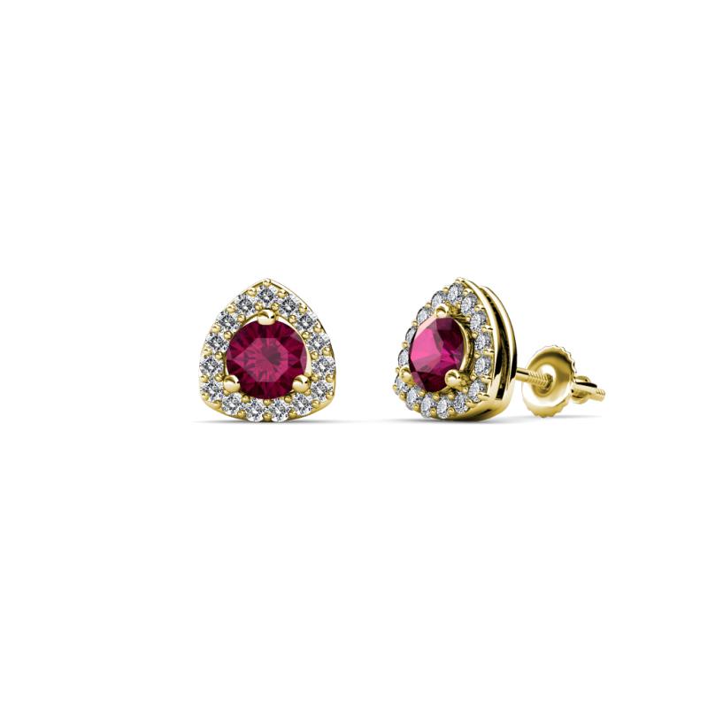 Alkina Rhodolite Garnet and Diamond Stud Earrings 