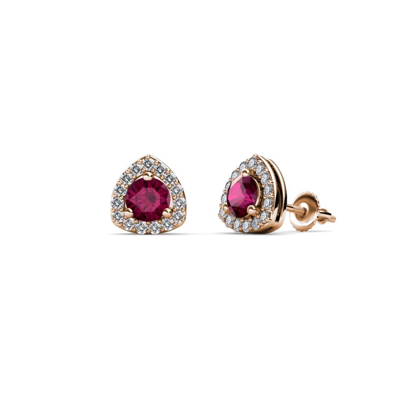 Alkina Rhodolite Garnet and Diamond Stud Earrings 