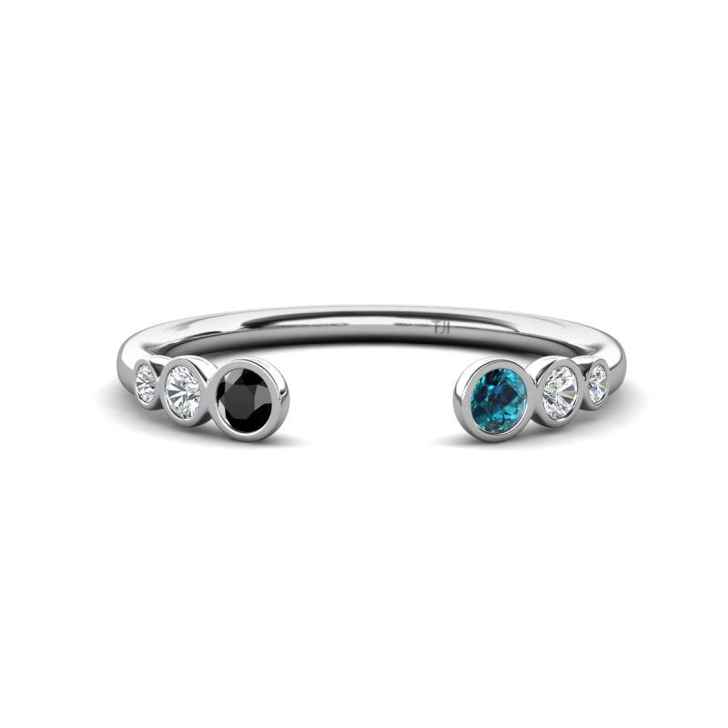 Makena Black Diamond and Blue Diamond Open Wedding Band 