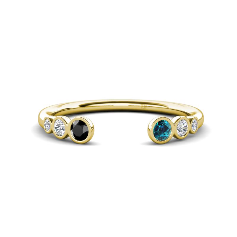 Makena Black Diamond and Blue Diamond Open Wedding Band 