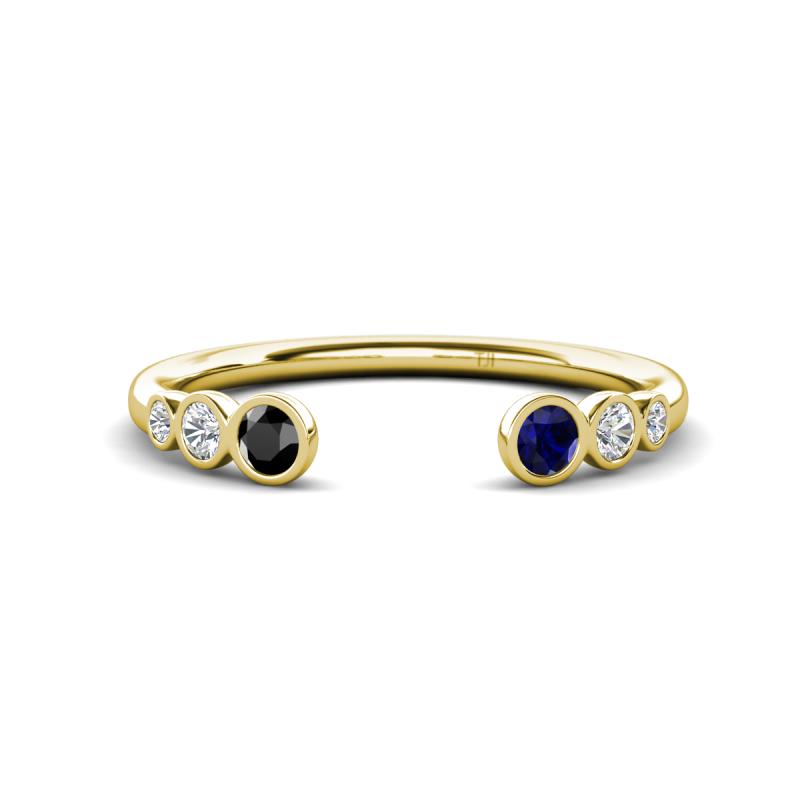Makena Black Diamond and Blue Sapphire Open Wedding Band 