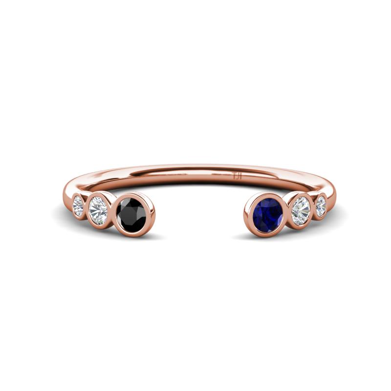 Makena Black Diamond and Blue Sapphire Open Wedding Band 