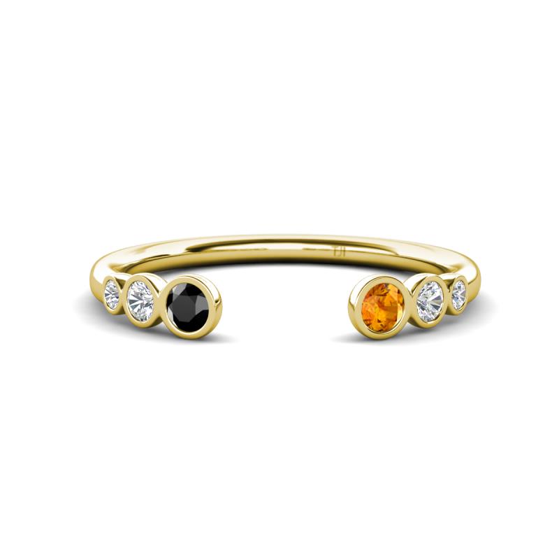 Makena Black Diamond and Citrine Open Wedding Band 