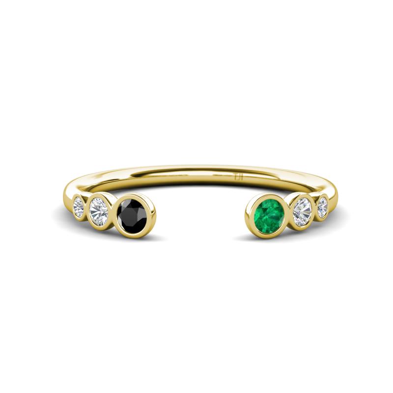 Makena Black Diamond and Emerald Open Wedding Band 