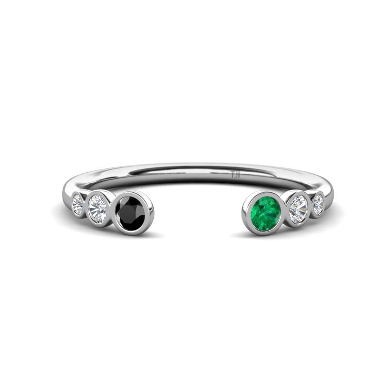 Makena Black Diamond and Emerald Open Wedding Band 