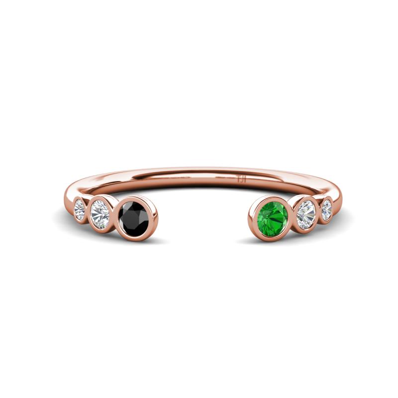 Makena Black Diamond and Green Garnet Open Wedding Band 
