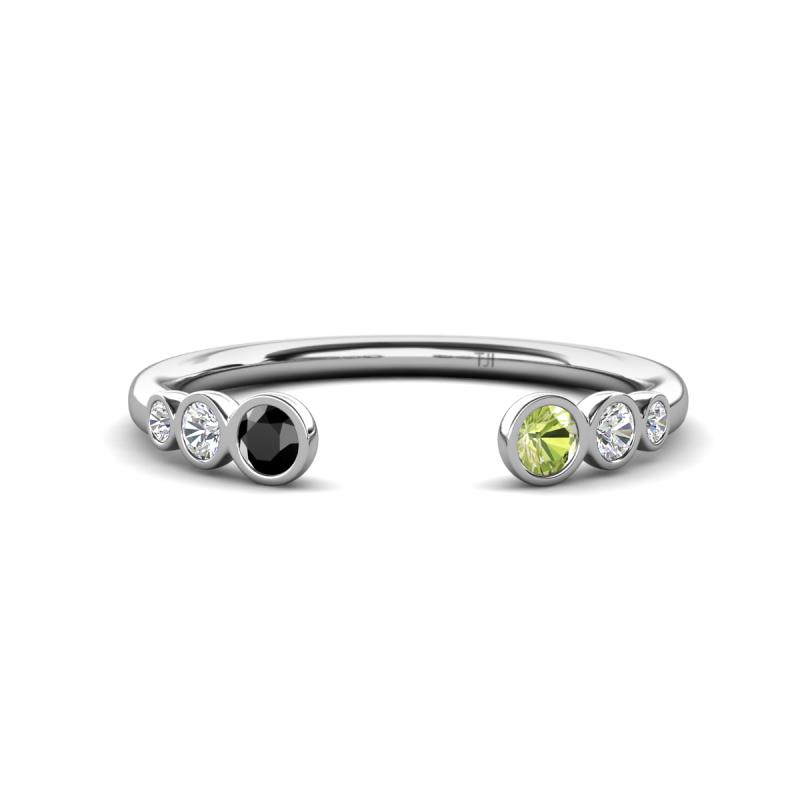 Makena Black Diamond and Peridot Open Wedding Band 