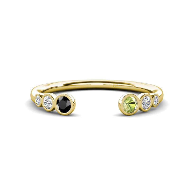 Makena Black Diamond and Peridot Open Wedding Band 