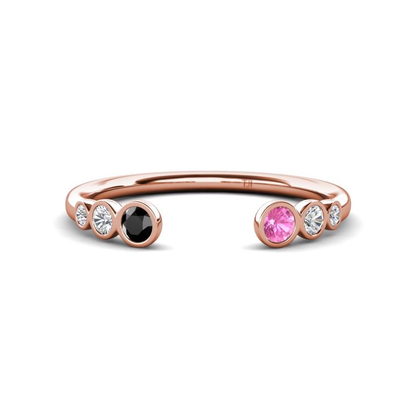 Makena Black Diamond and Pink Sapphire Open Wedding Band 
