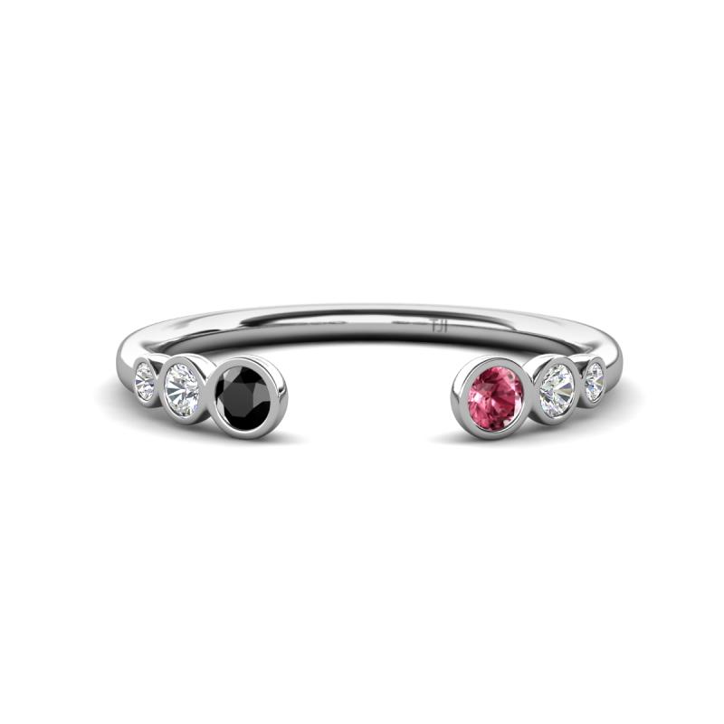 Makena Black Diamond and Pink Tourmaline Open Wedding Band 