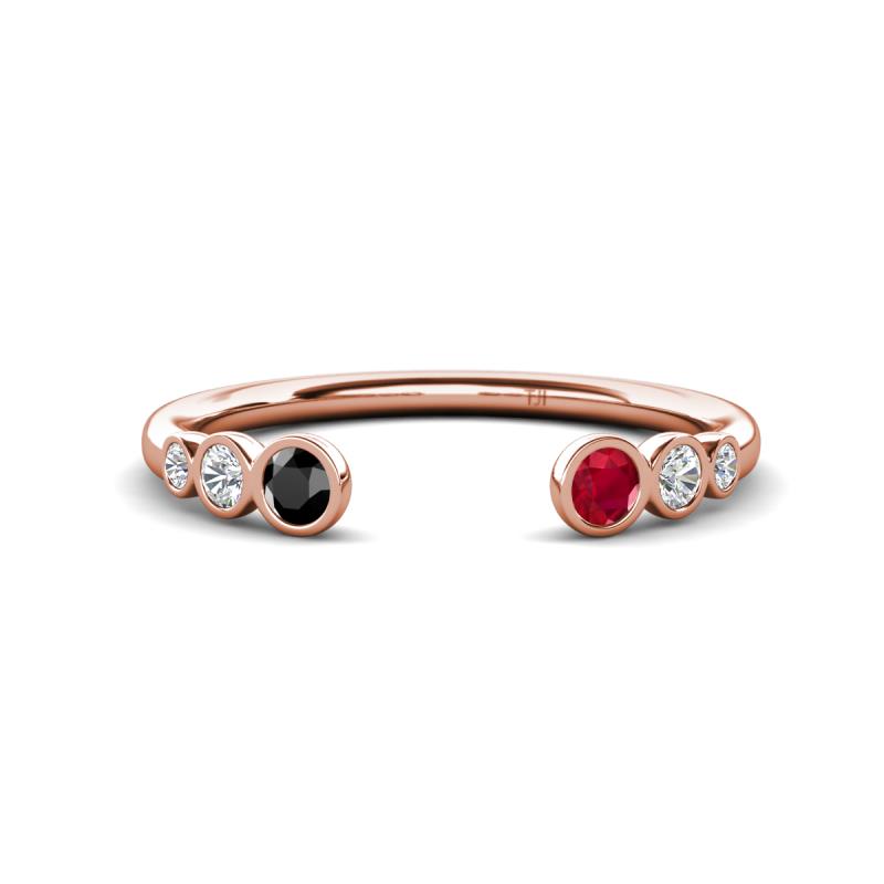 Makena Black Diamond and Ruby Open Wedding Band 