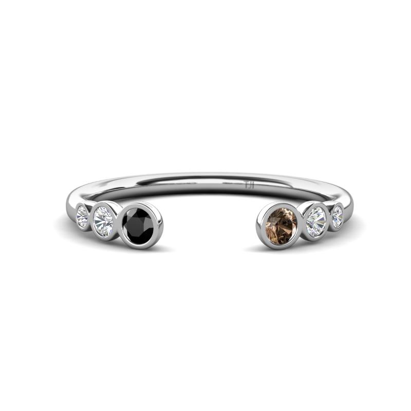 Makena Black Diamond and Smoky Quartz Open Wedding Band 