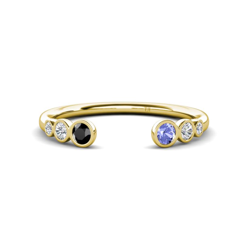Makena Black Diamond and Tanzanite Open Wedding Band 