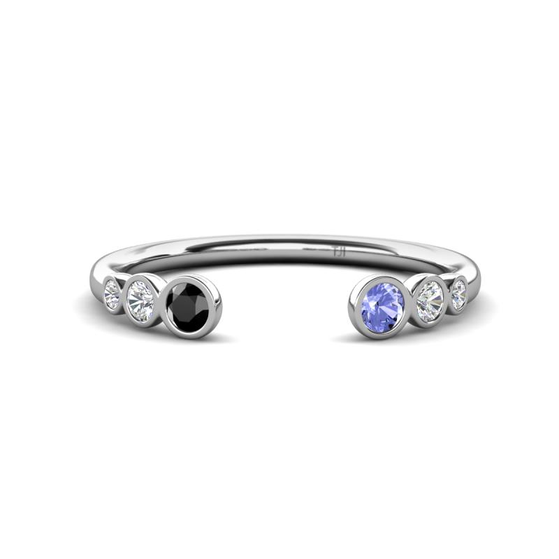 Makena Black Diamond and Tanzanite Open Wedding Band 