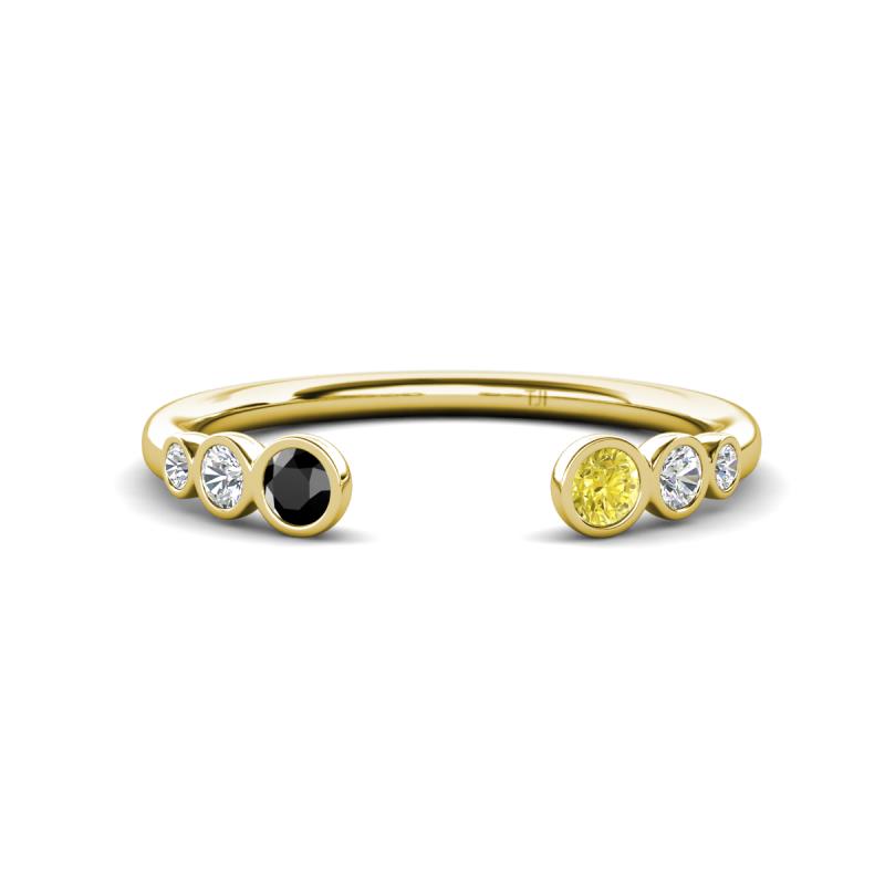 Makena Black Diamond and Yellow Diamond Open Wedding Band 