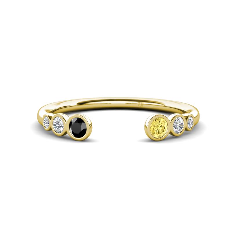 Makena Black Diamond and Yellow Sapphire Open Wedding Band 
