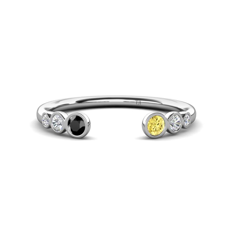 Makena Black Diamond and Yellow Sapphire Open Wedding Band 