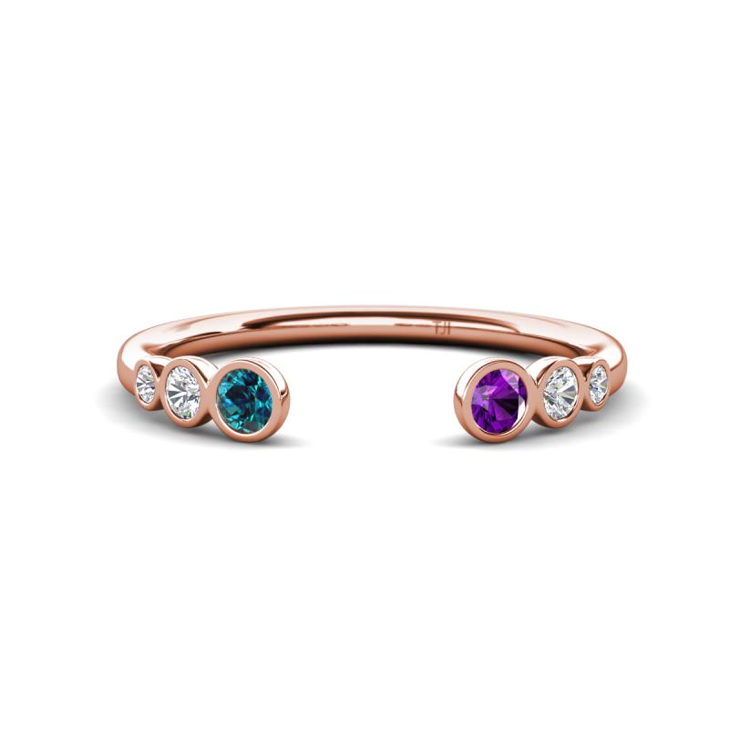 Makena Blue Diamond and Amethyst Open Wedding Band 