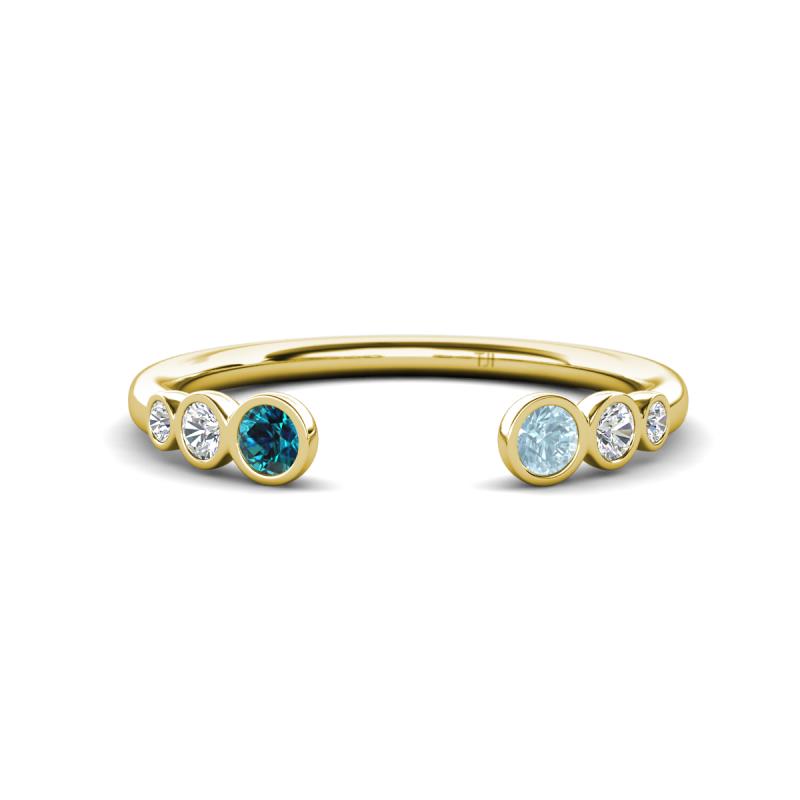 Makena Blue Diamond and Aquamarine Open Wedding Band 