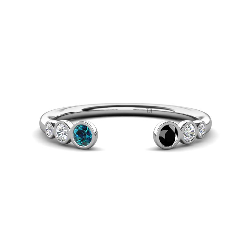 Makena Blue Diamond and Black Diamond Open Wedding Band 
