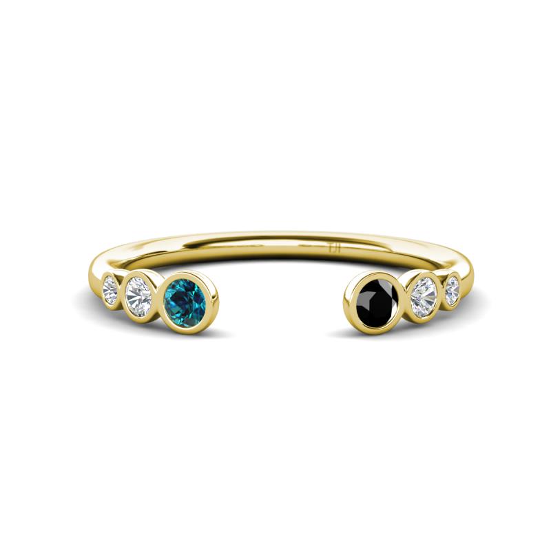 Makena Blue Diamond and Black Diamond Open Wedding Band 