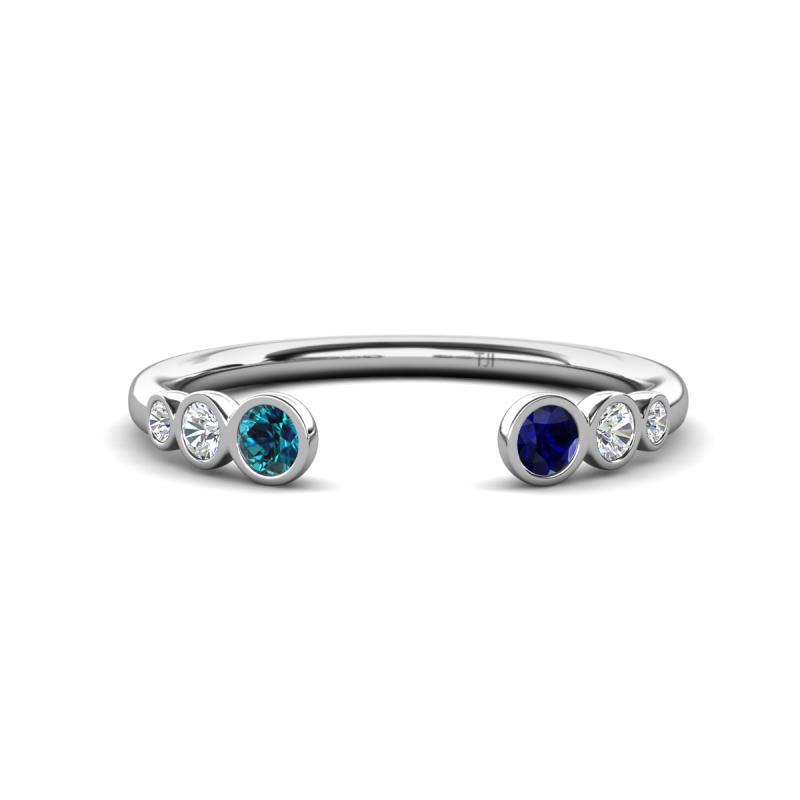 Makena Blue Diamond and Blue Sapphire Open Wedding Band 