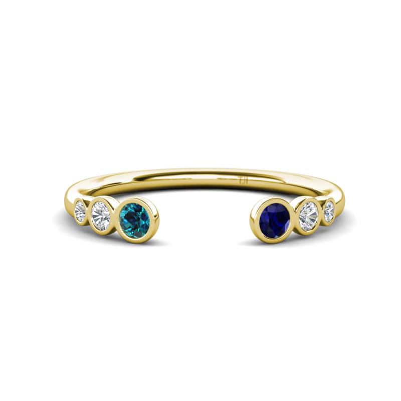 Makena Blue Diamond and Blue Sapphire Open Wedding Band 