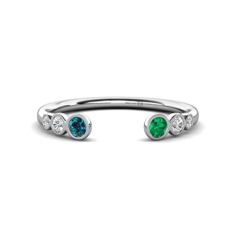 Makena Blue Diamond and Emerald Open Wedding Band 