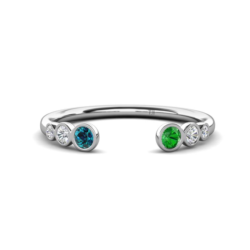 Makena Blue Diamond and Green Garnet Open Wedding Band 