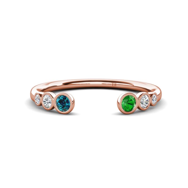 Makena Blue Diamond and Green Garnet Open Wedding Band 
