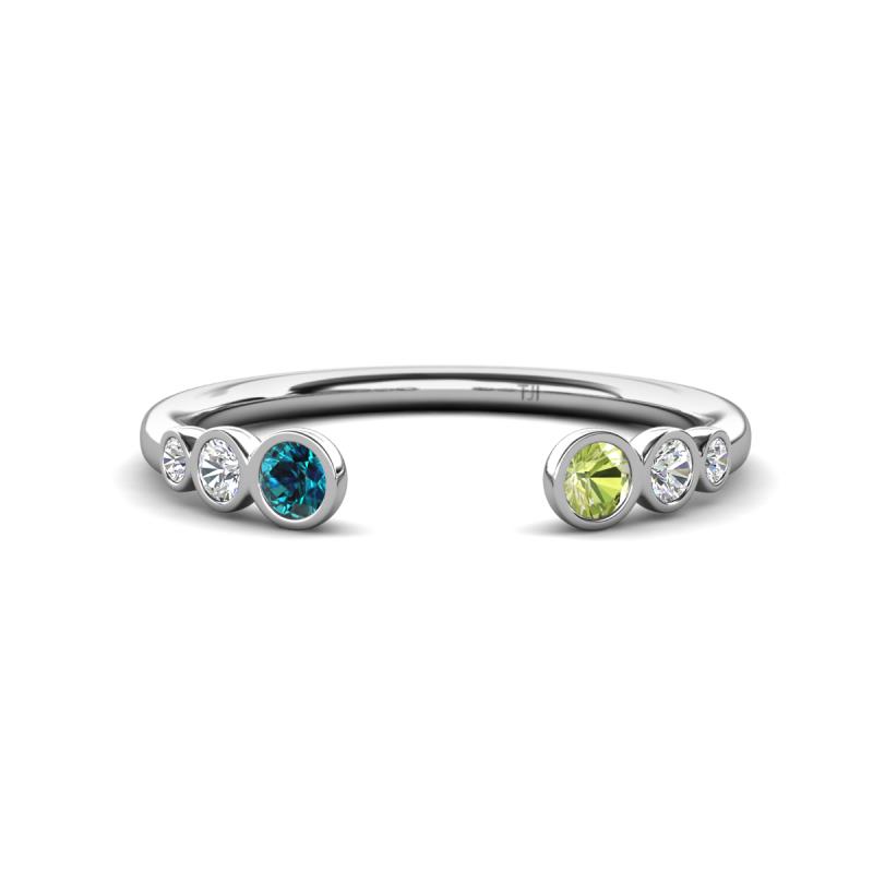 Makena Blue Diamond and Peridot Open Wedding Band 