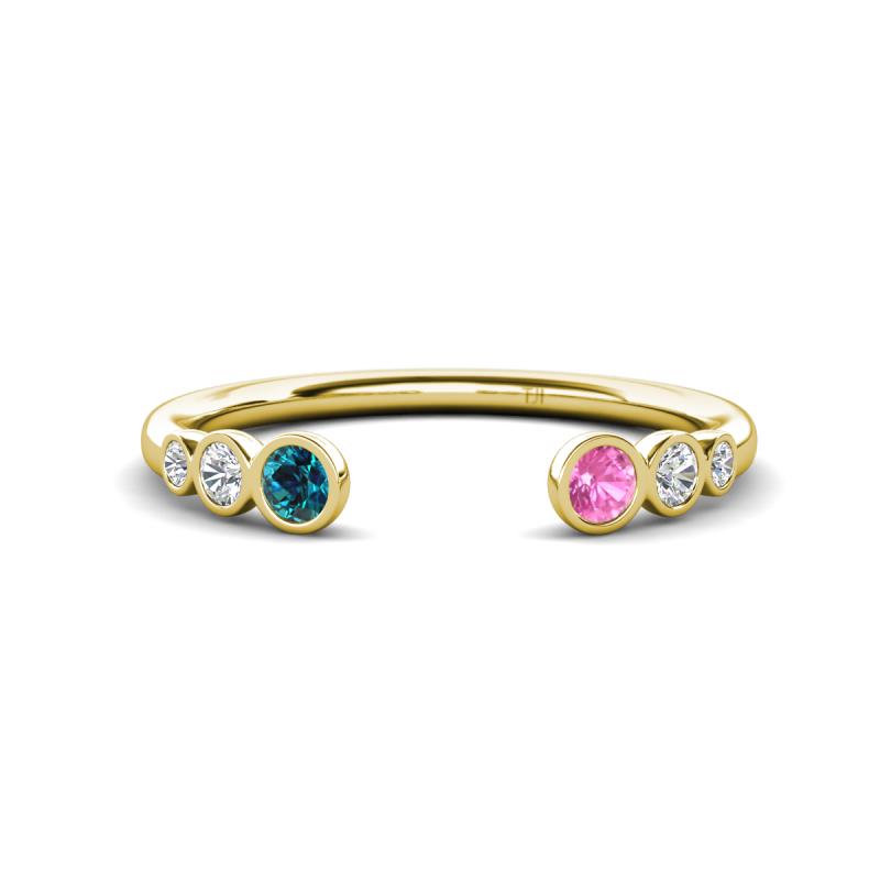 Makena Blue Diamond and Pink Sapphire Open Wedding Band 