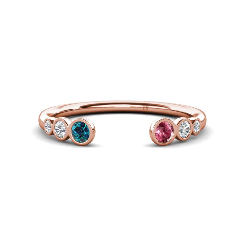 Makena Blue Diamond and Pink Tourmaline Open Wedding Band 