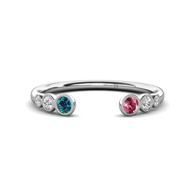 Makena Blue Diamond and Pink Tourmaline Open Wedding Band 